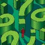 Finding Purpose on the Job Maze made up of the question mark-shaped hedges, a little man in the middle
